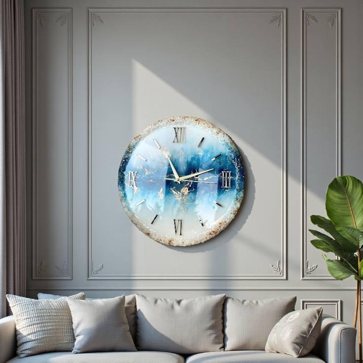 Perspectiva Golden Dust clock in a living room