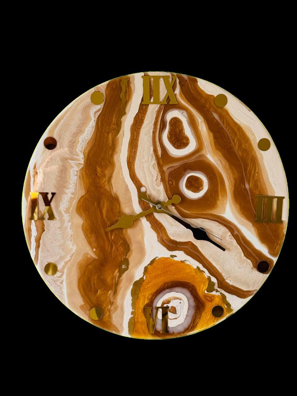 Royal Amber resin wall clock, front view