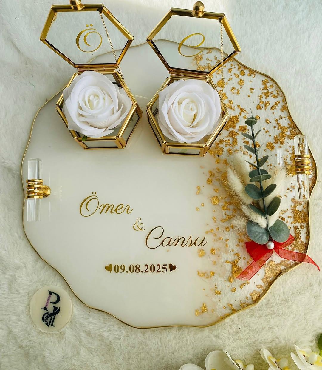 Pink Blossom Tray — In a room