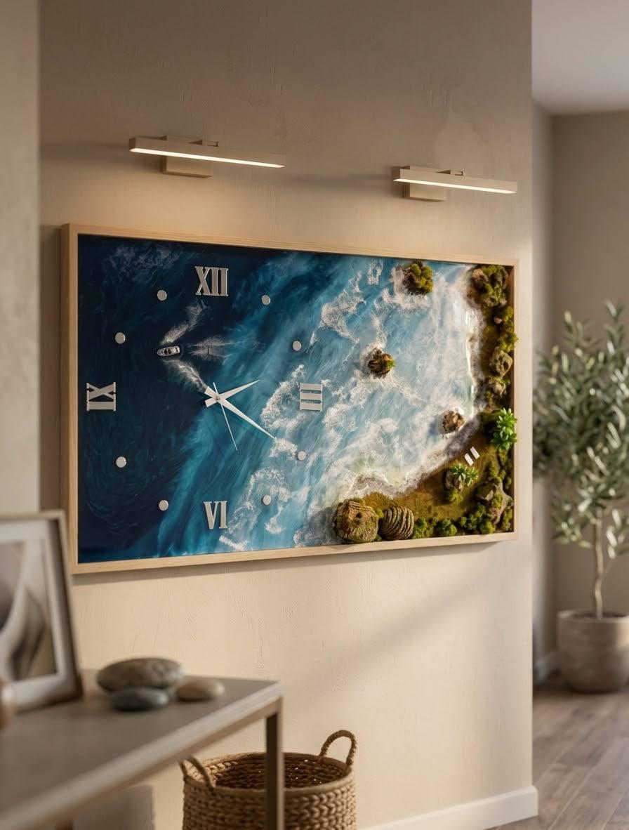 Ocean Shore clock in a bright hallway